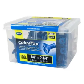 1/4"x2-1/4" Flat Head CobraTap Concrete Screws (100/Box)