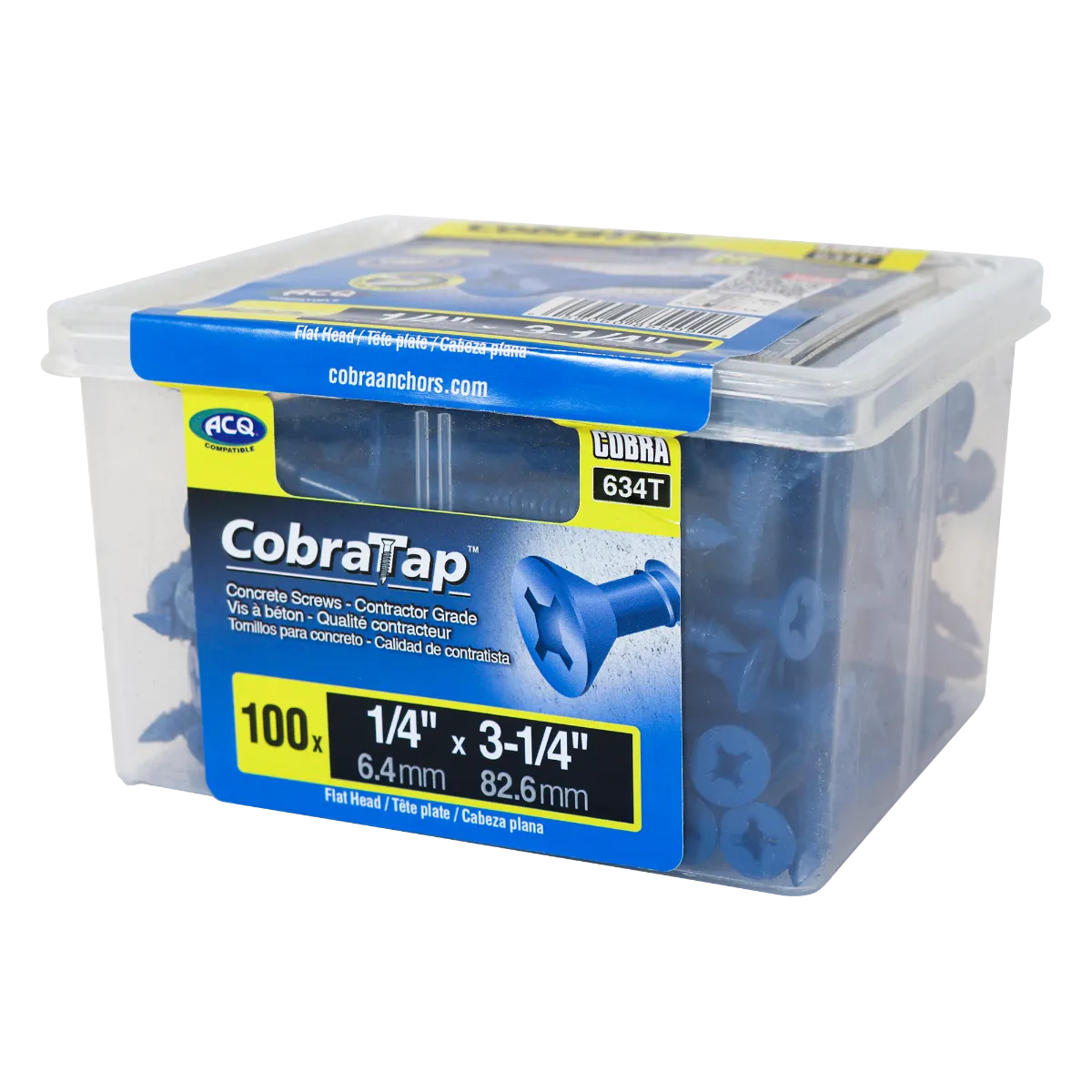 14"x3-1/4" Flat Head CobraTap Concrete Screws (100/Box)