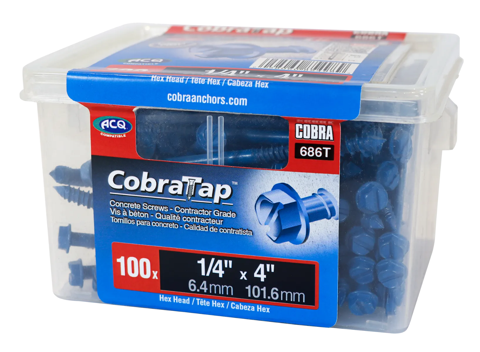 1/4"x4" Hex Head CobraTap Concrete Screws (100/Box)
