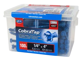 1/4"x4" Hex Head CobraTap Concrete Screws (100/Box)