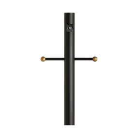7 ft Light Post With Photocell and Ladder Rest, 3 in Round Aluminum Shaft, Black Finish