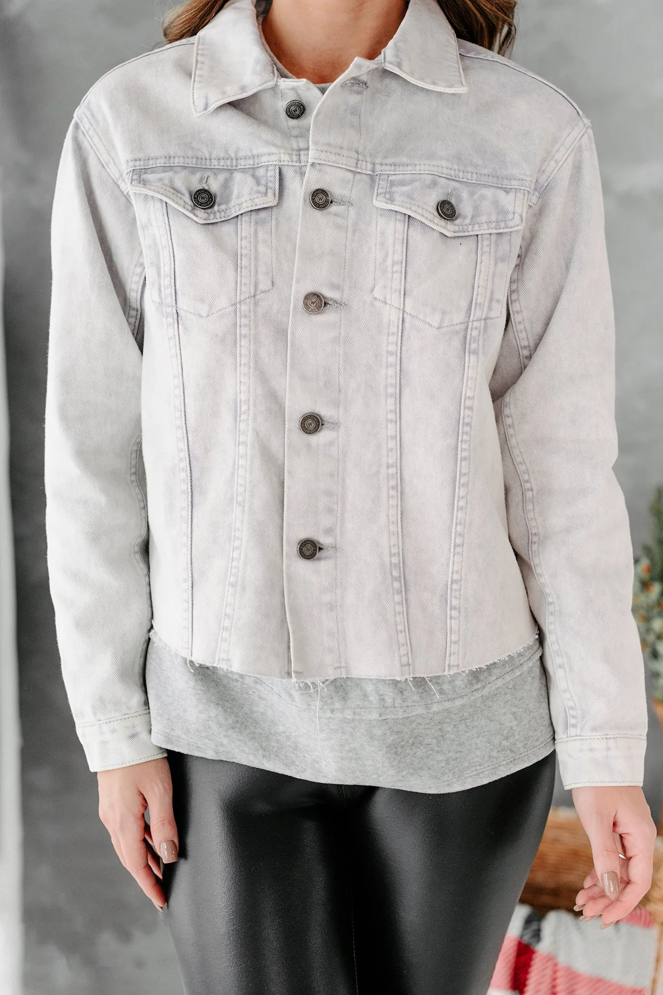 Arendelle Raw Hem Denim Jacket (Lavender)
