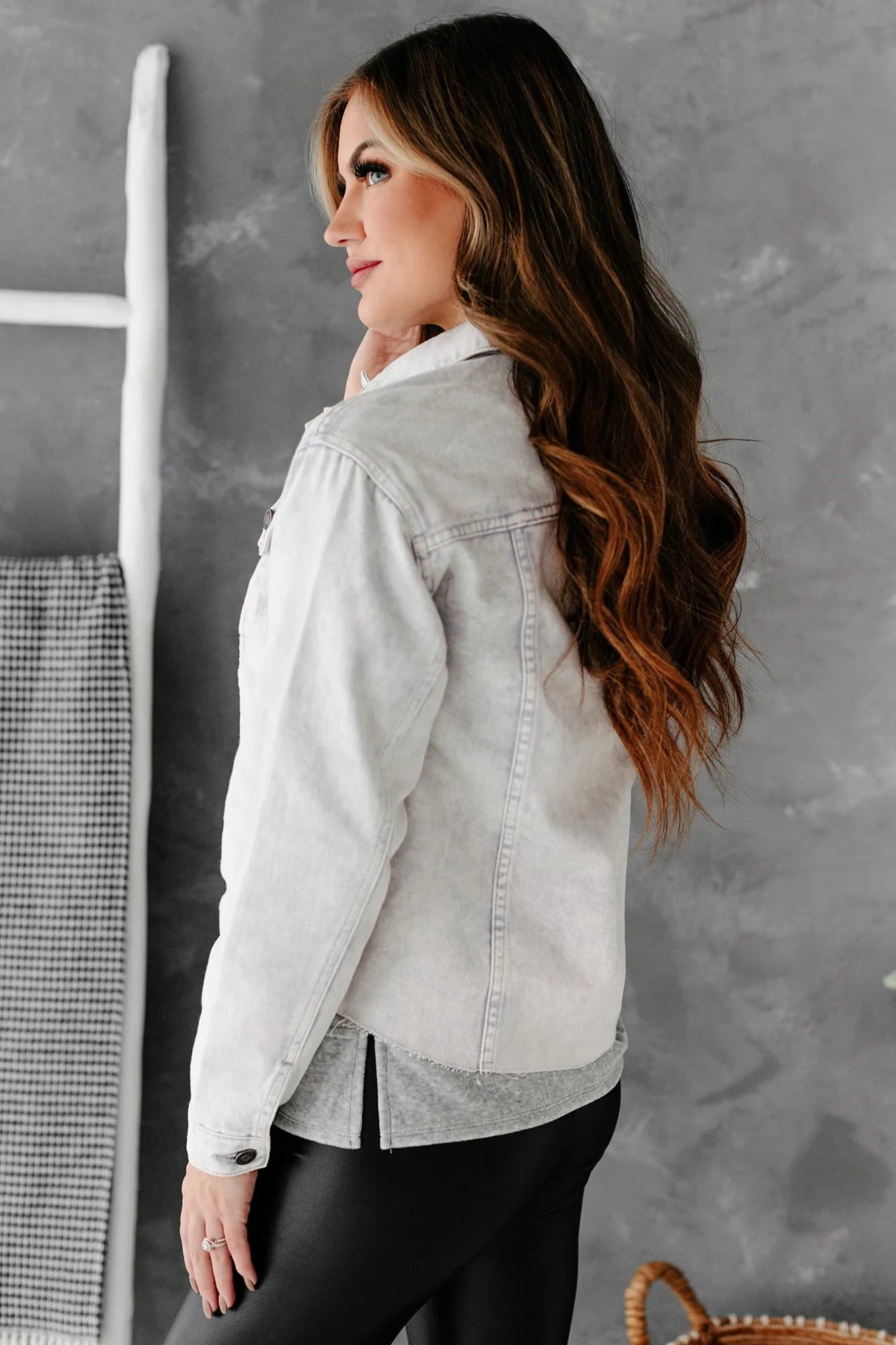 Arendelle Raw Hem Denim Jacket (Lavender)