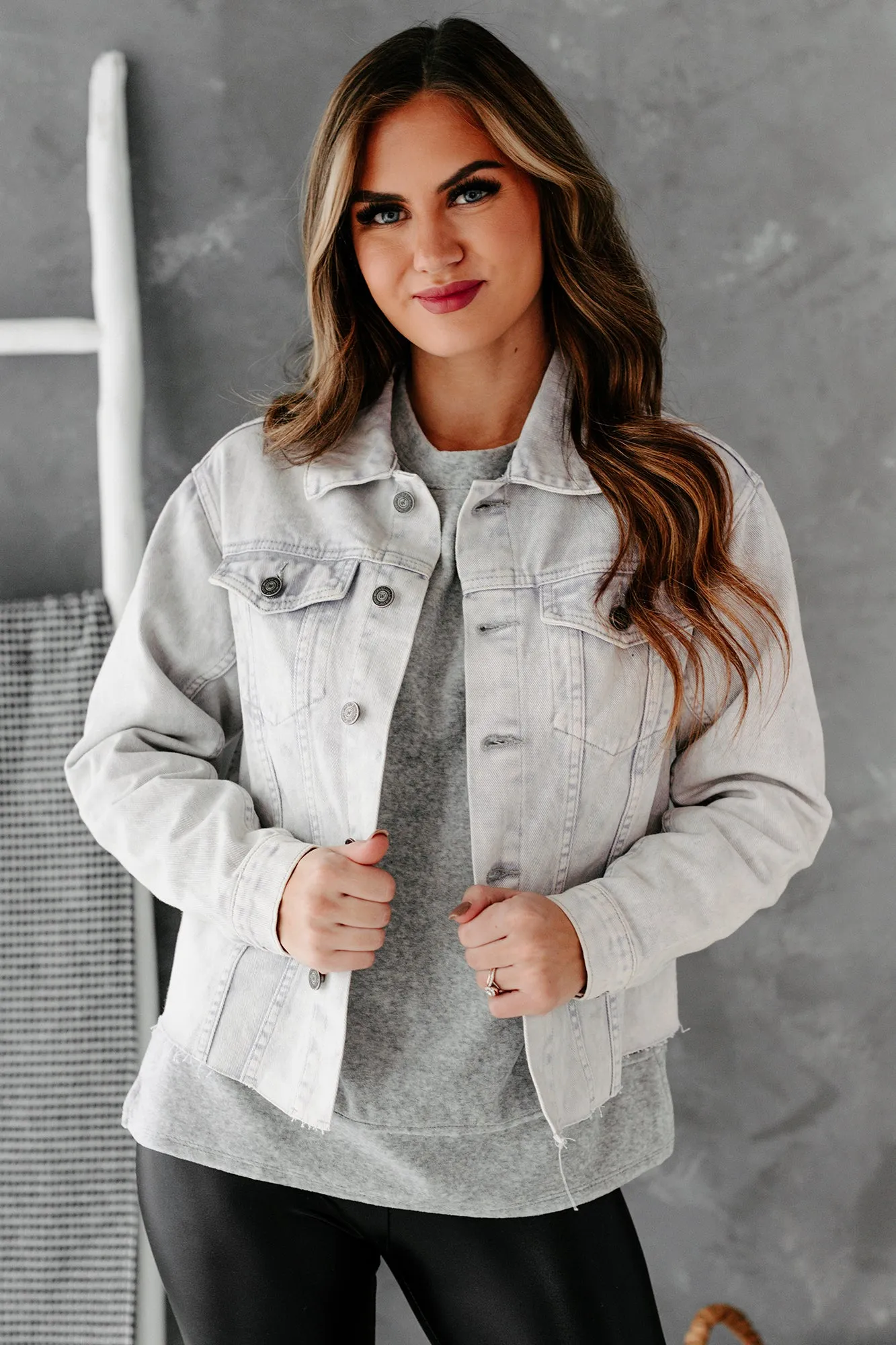 Arendelle Raw Hem Denim Jacket (Lavender)