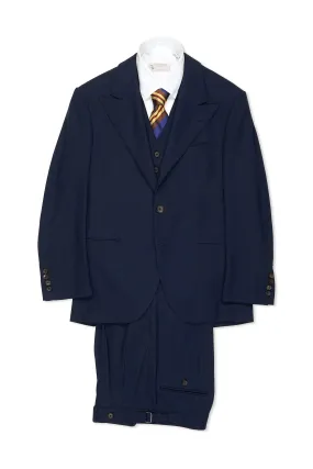 B&Tailor Navy 6ply Wool Three Piece Suit Bespoke