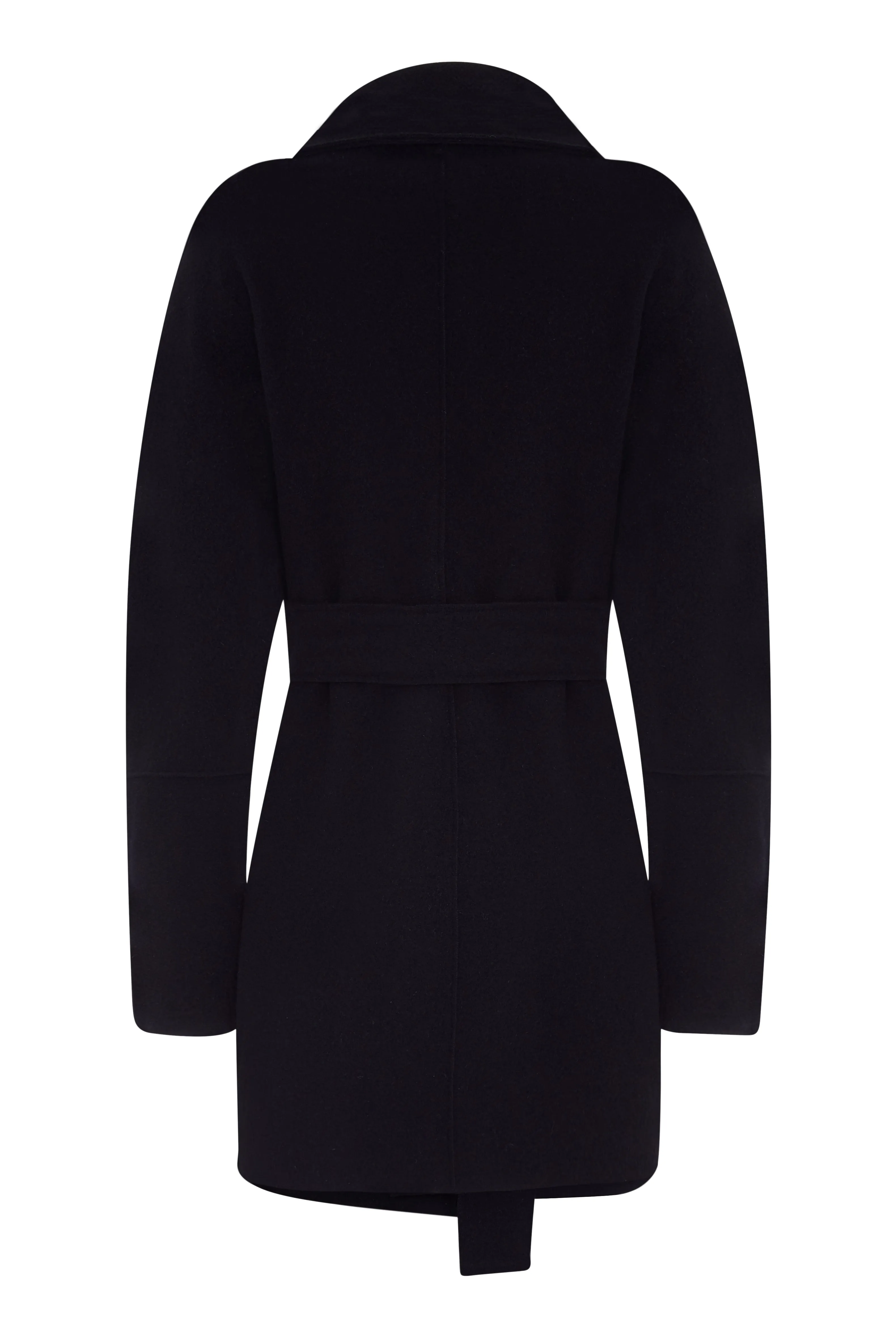 BERLIN Black Wool Cashmere Belted Cardigan Jacket