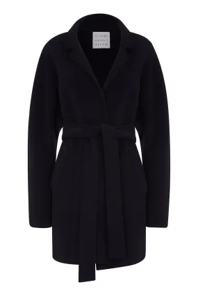 BERLIN Black Wool Cashmere Belted Cardigan Jacket
