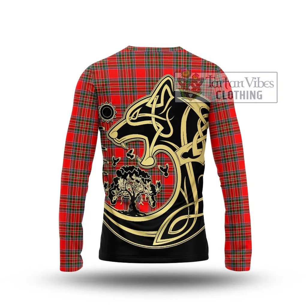 Binning Tartan Long Sleeve T-Shirt with Family Crest Celtic Wolf Style