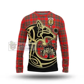Binning Tartan Long Sleeve T-Shirt with Family Crest Celtic Wolf Style