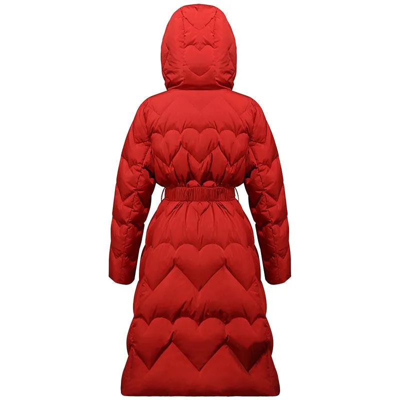 Black Long Goose Down Coat (With Waist Pack)