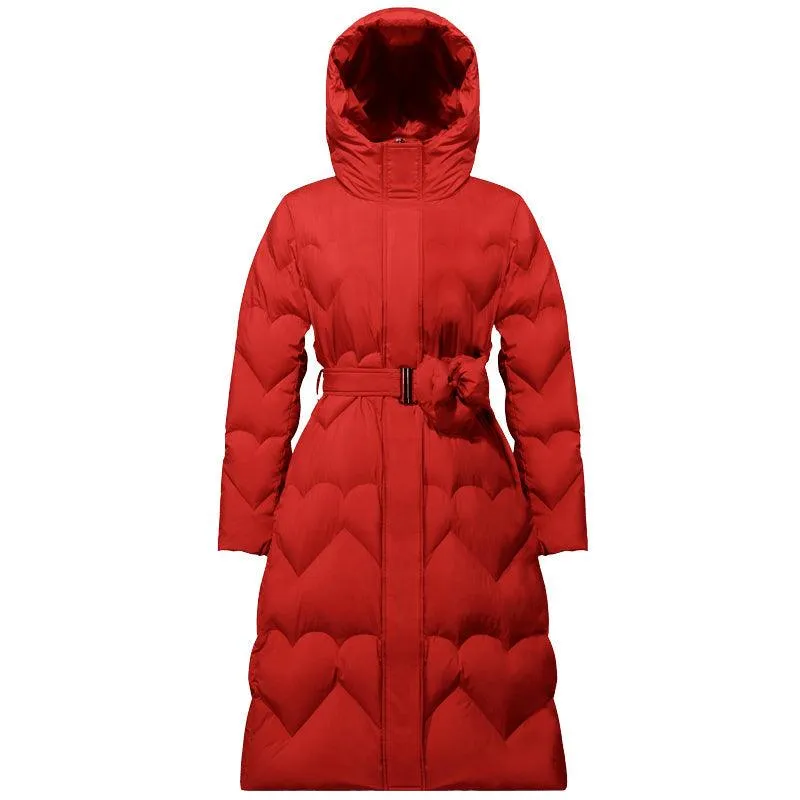 Black Long Goose Down Coat (With Waist Pack)