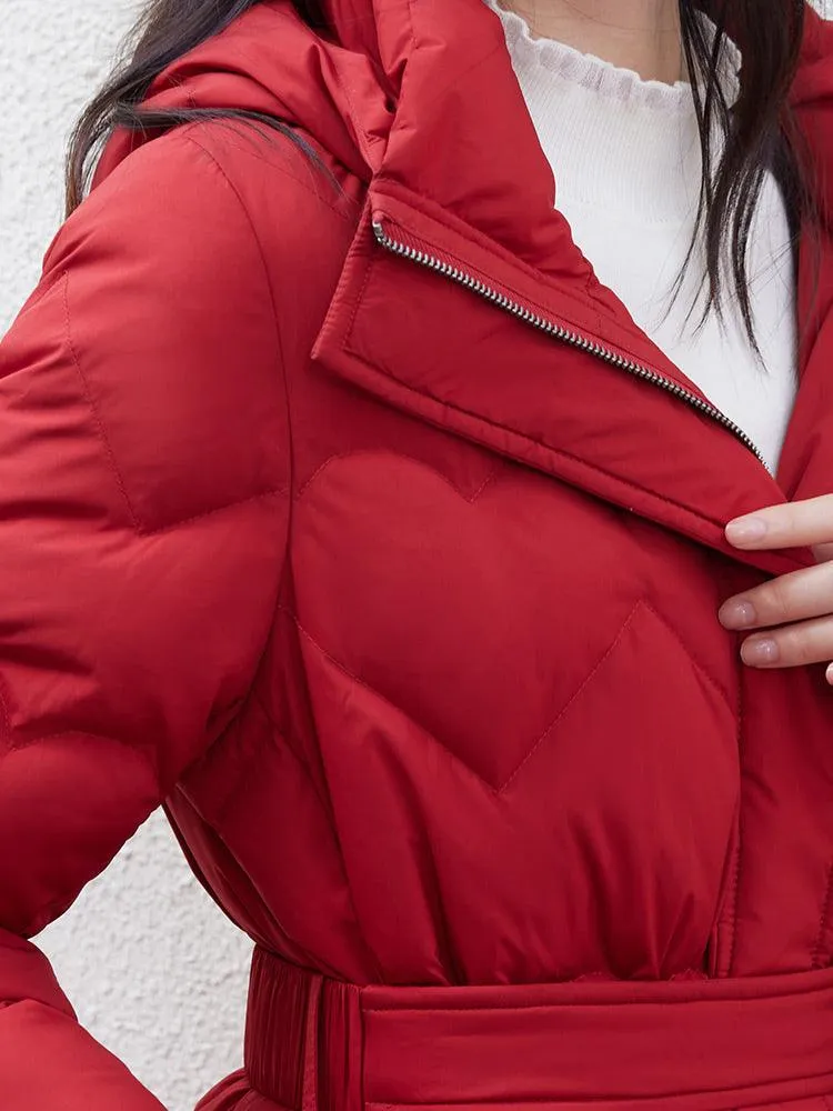 Black Long Goose Down Coat (With Waist Pack)