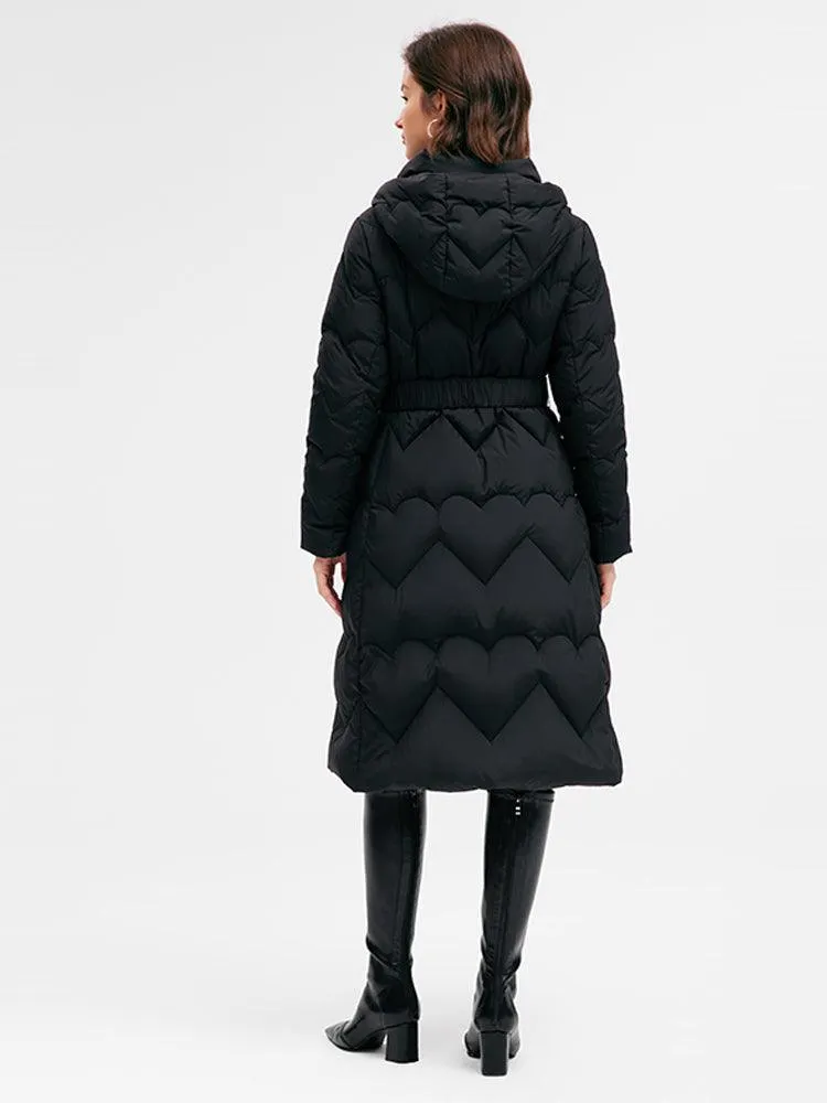 Black Long Goose Down Coat (With Waist Pack)