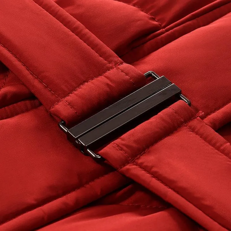 Black Long Goose Down Coat (With Waist Pack)