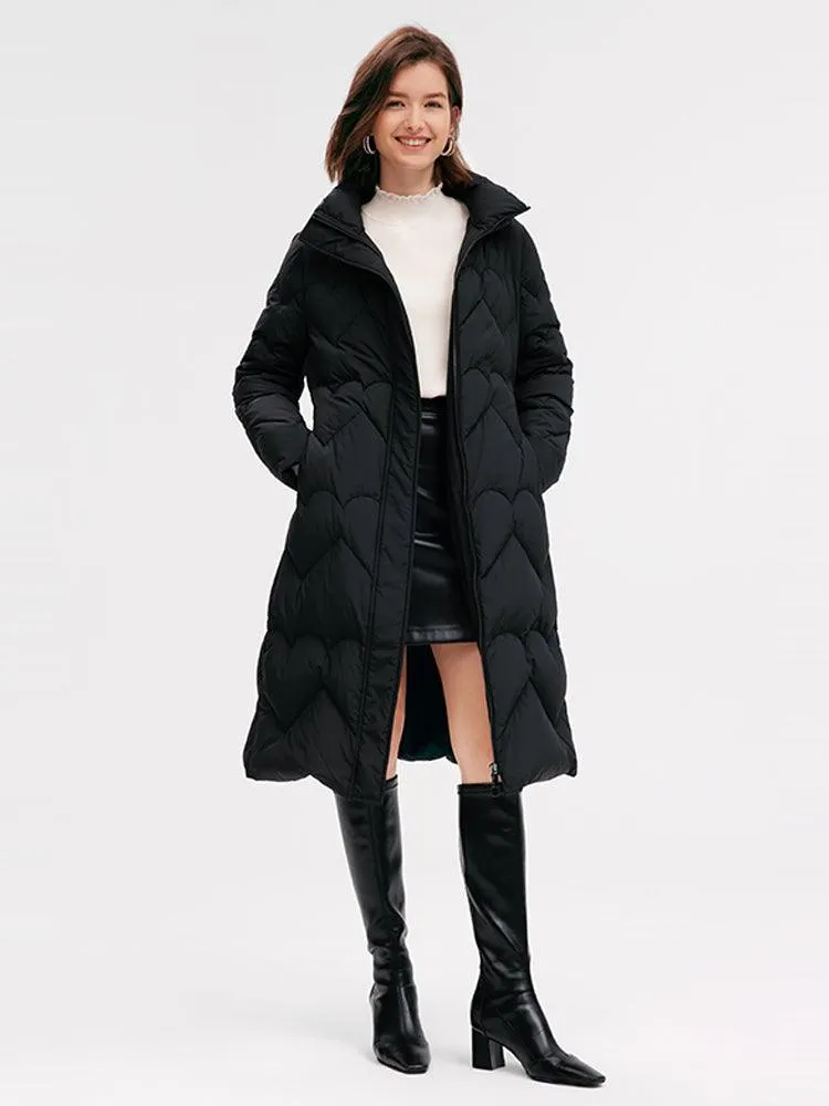 Black Long Goose Down Coat (With Waist Pack)