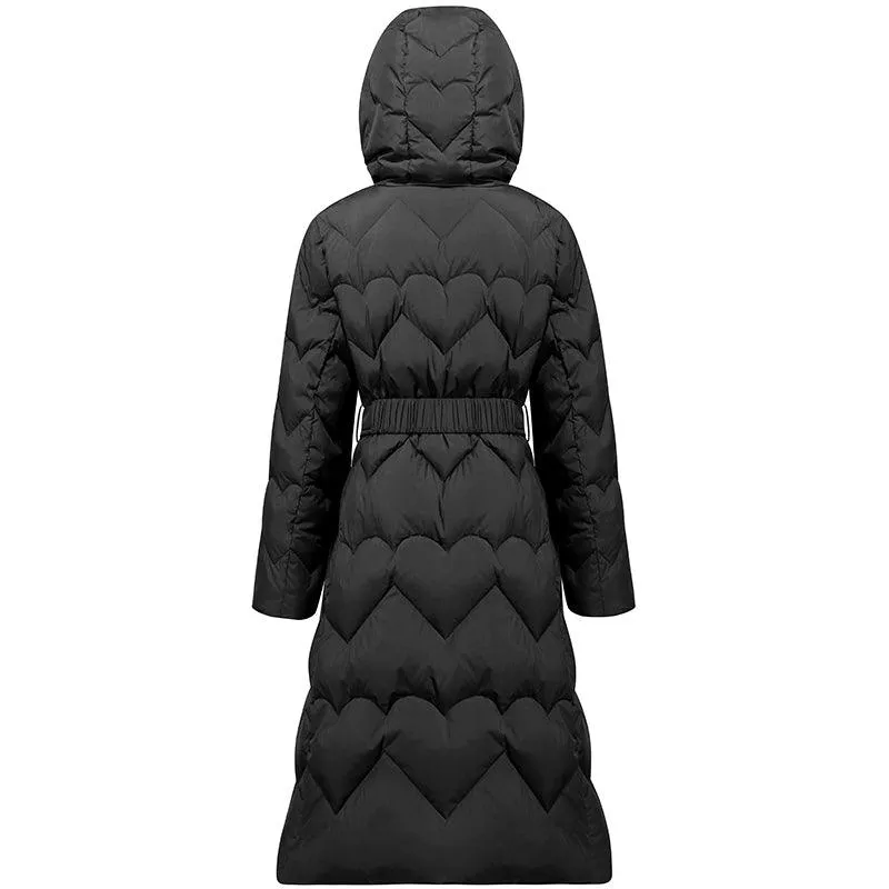 Black Long Goose Down Coat (With Waist Pack)