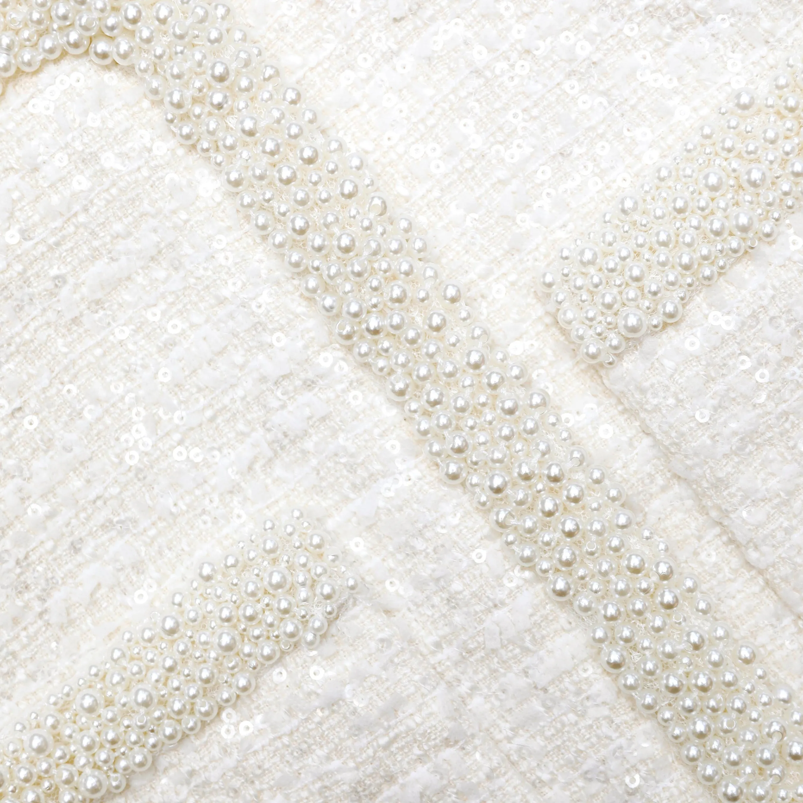 Boucle Pearl Trim Jacket - Cream