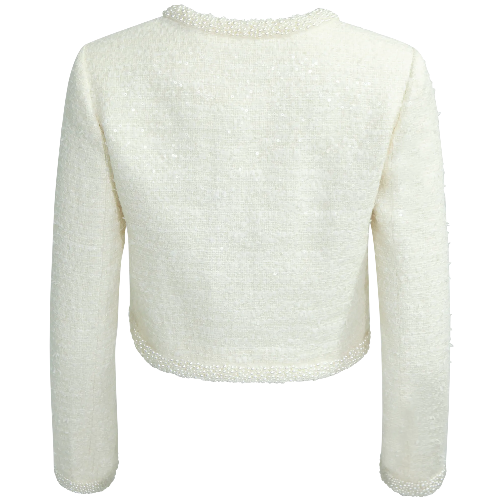 Boucle Pearl Trim Jacket - Cream