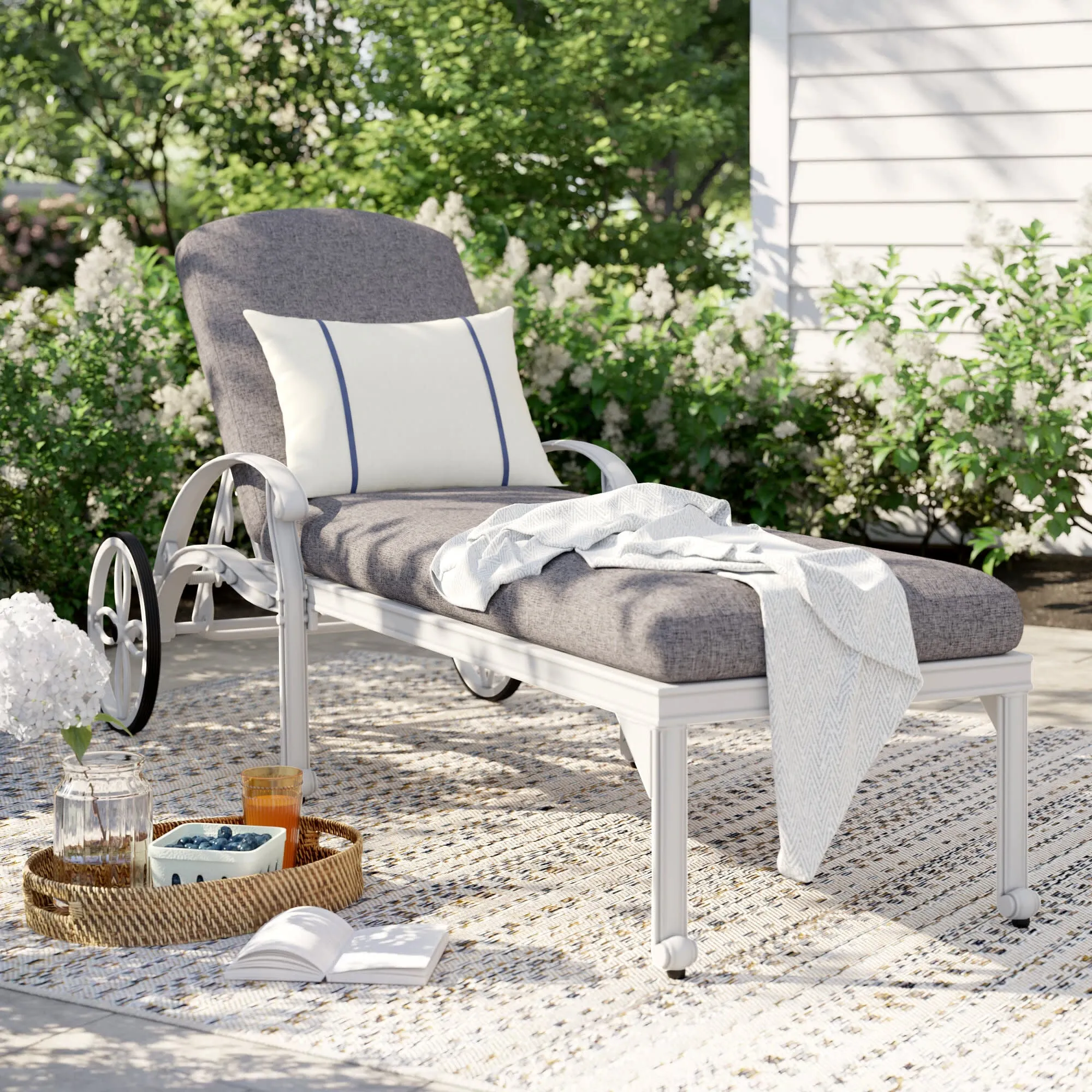 Capri White Outdoor Chaise Lounge