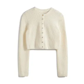 Custom Woman Wool Blend Ribbed Crop Top Cardigan - OEM/ODM Knit Sweater Manufacturer