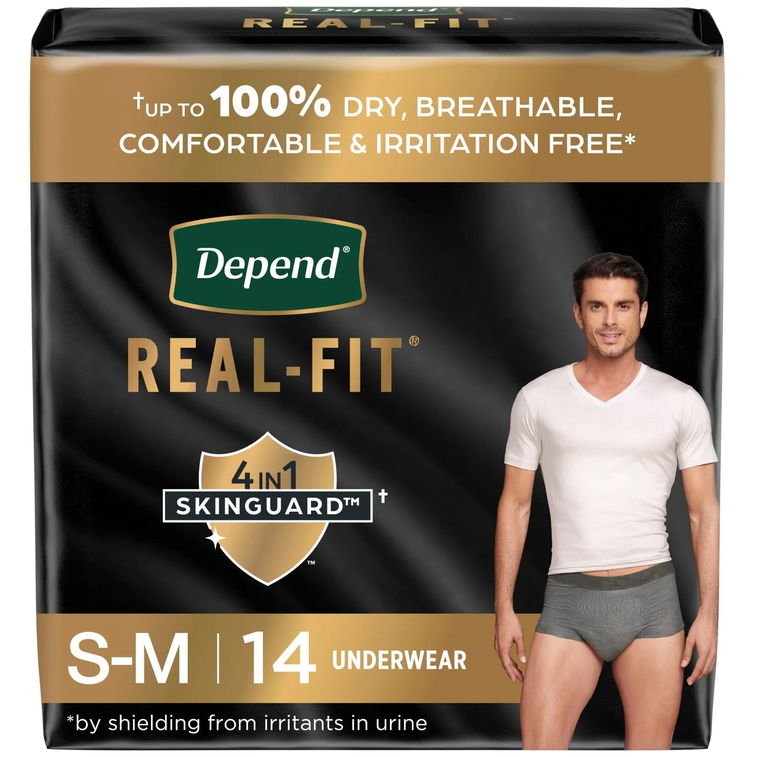 Depend Real Fit Incontinence Underwear for Men, Maximum Absorbency, Black & Grey