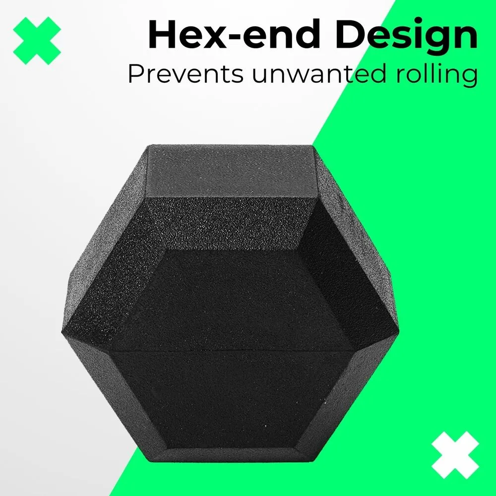 Durable Hex Design Rubber Dumbbells 7.5KG x 2 - Verpeak