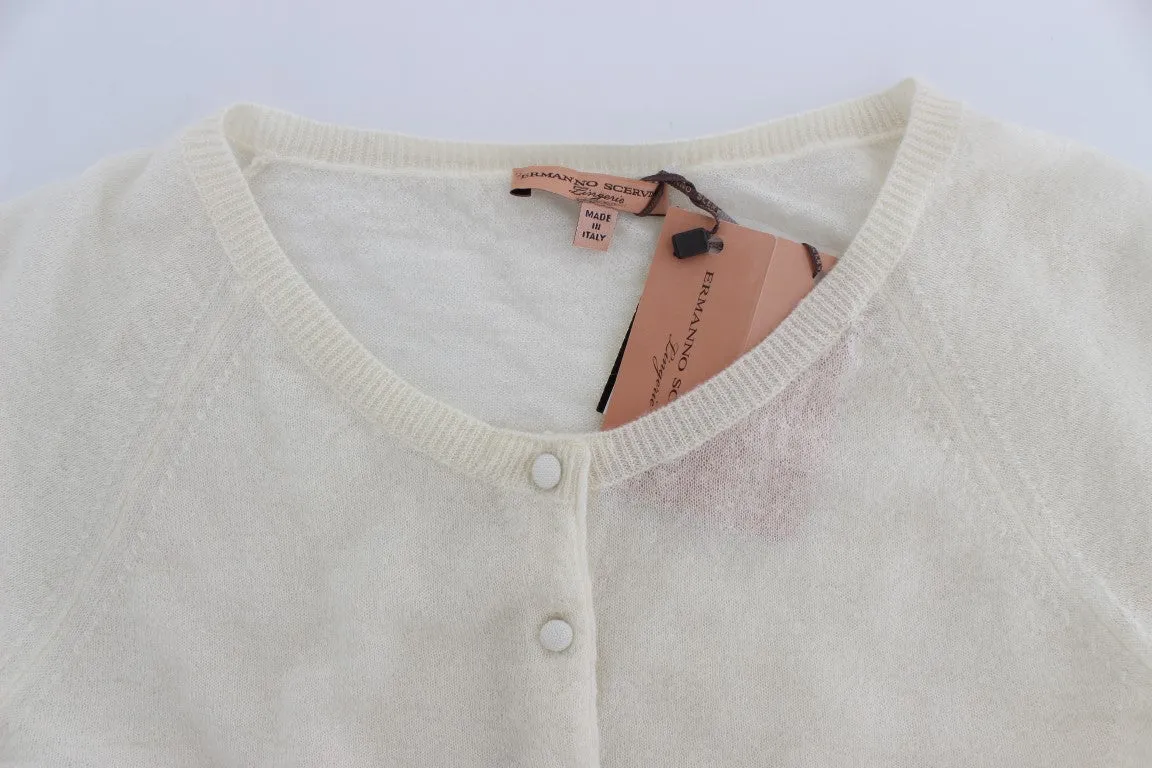 Ermanno Scervino Elegant White Crop Cardigan Sweater