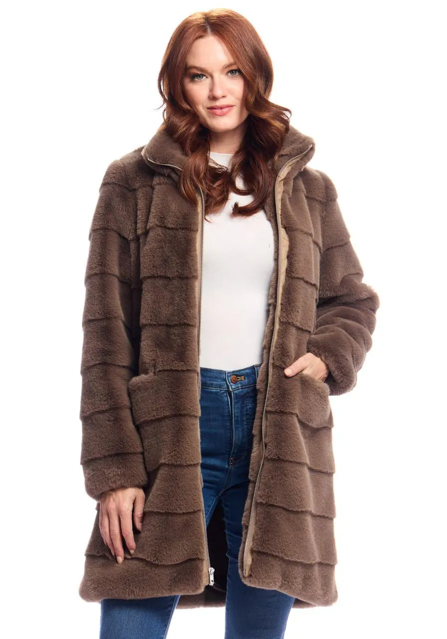 Faux Fur Getaway Coat - Mocha
