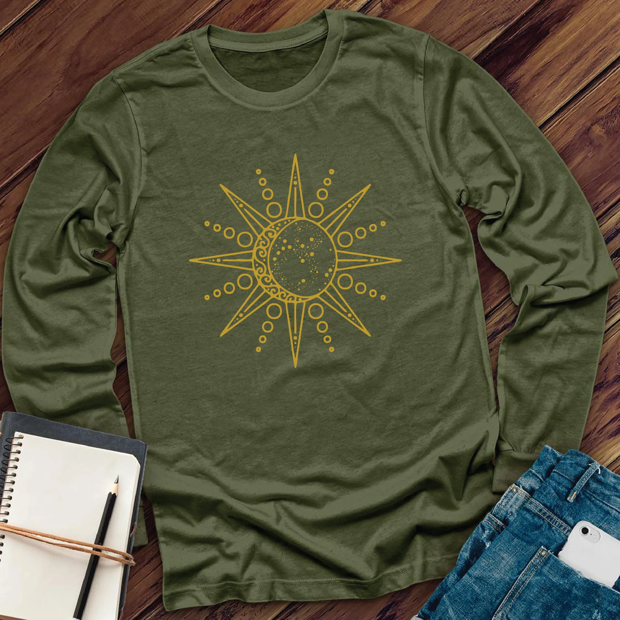 Geometric Sun and Moon Long Sleeve