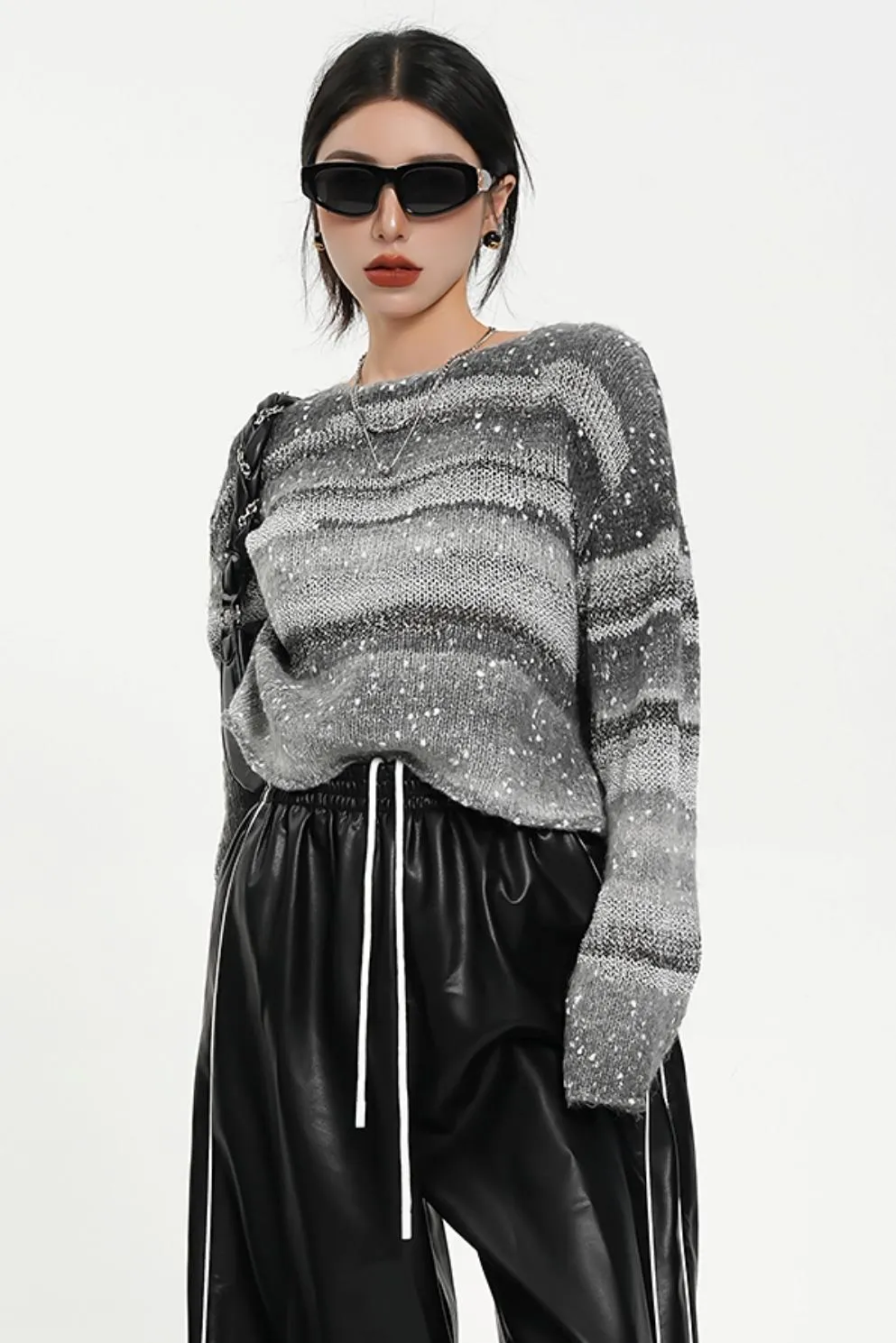 Gradient Speckled Knit Sweater