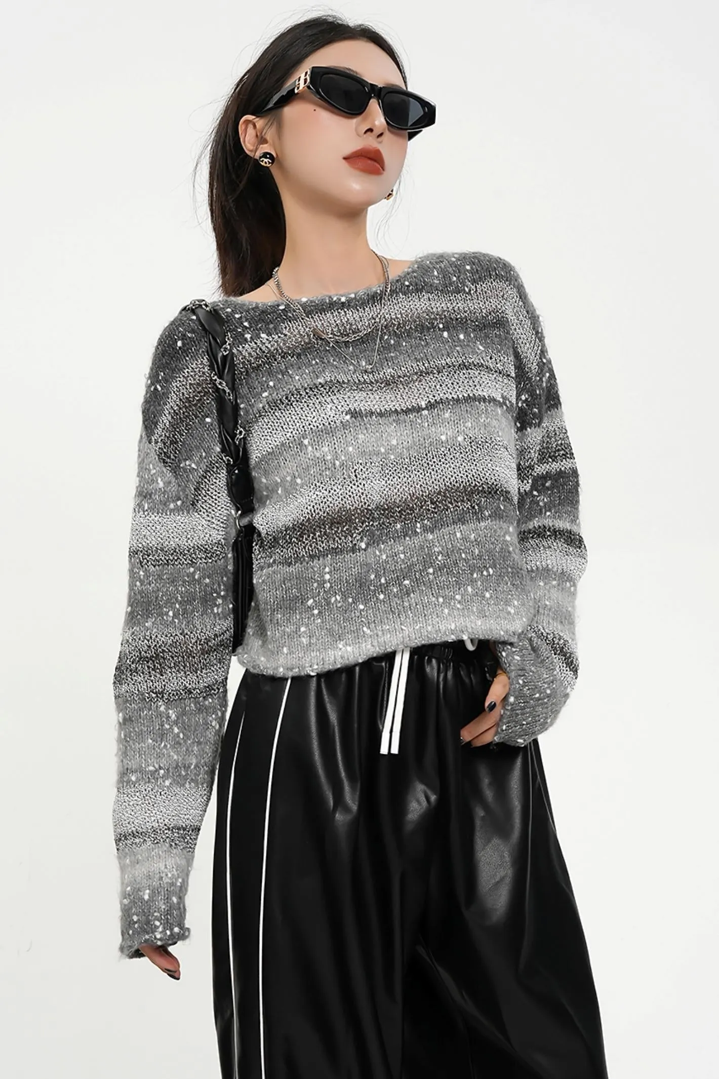 Gradient Speckled Knit Sweater