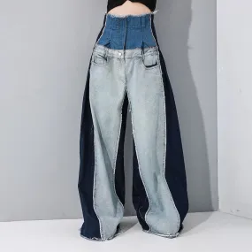 HEYFANCYSTYLE High Waist Distressed Denim Trousers
