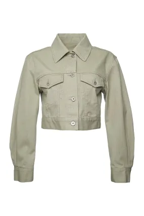 Khaki Cropped Baloon Jacket