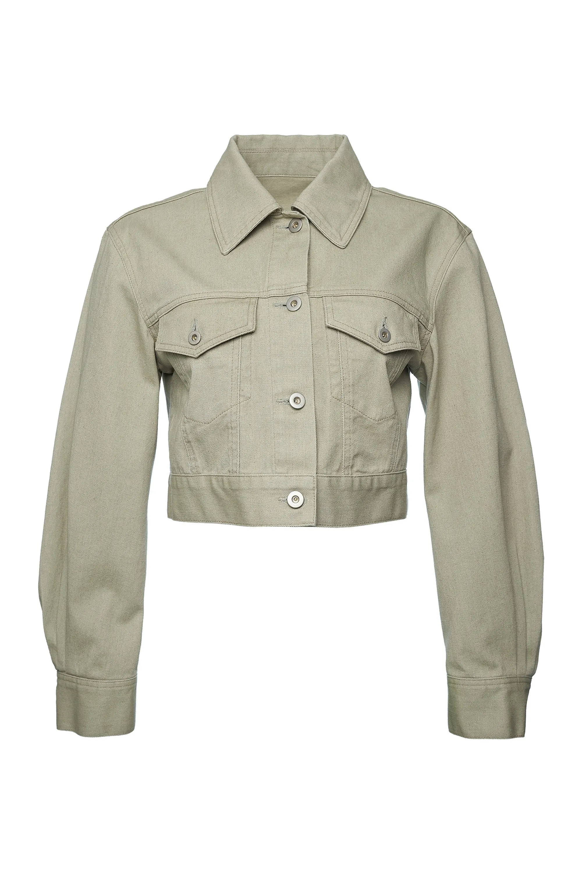 Khaki Cropped Baloon Jacket
