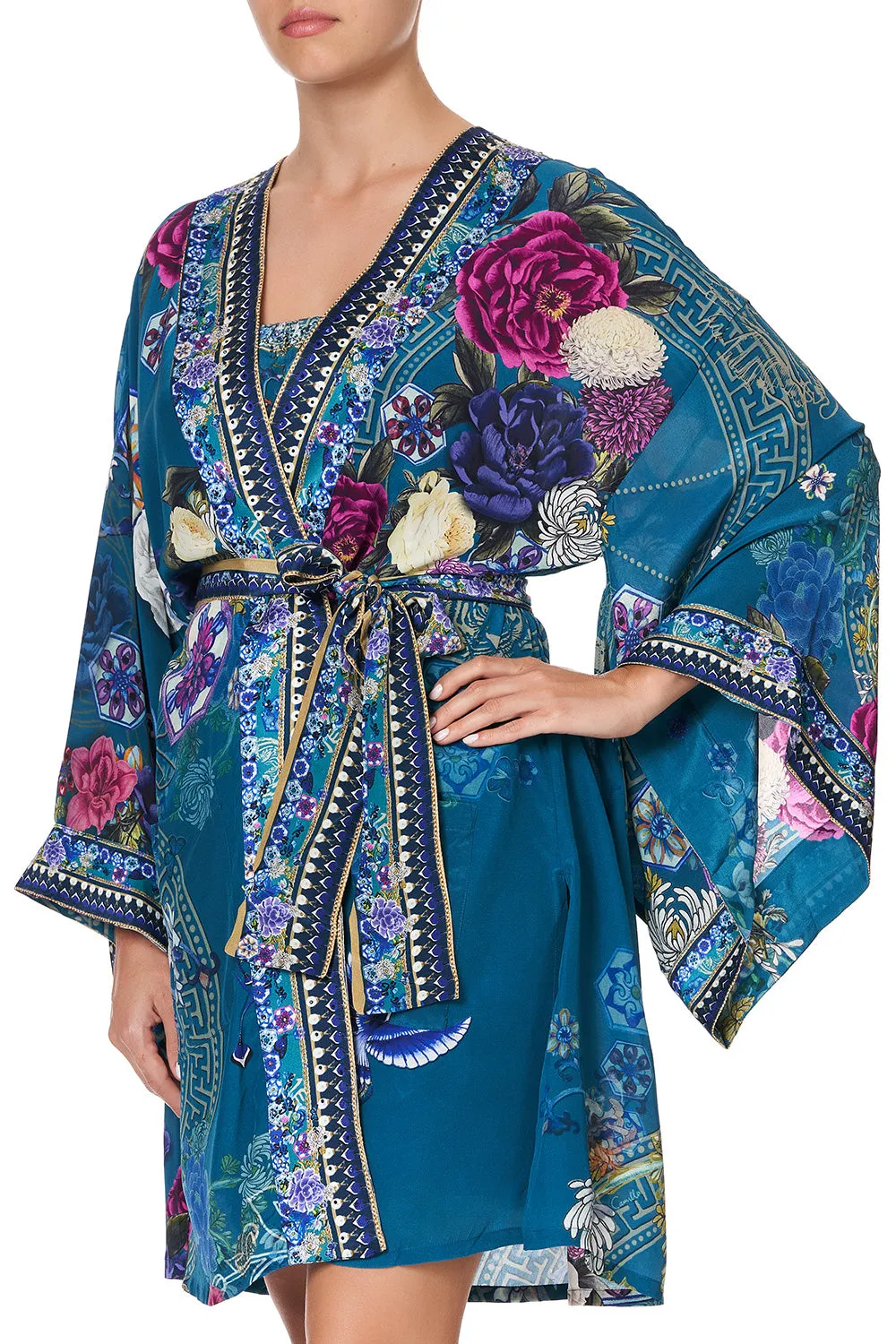 KIMONO WITH TIE BELT LUNAR GAZING