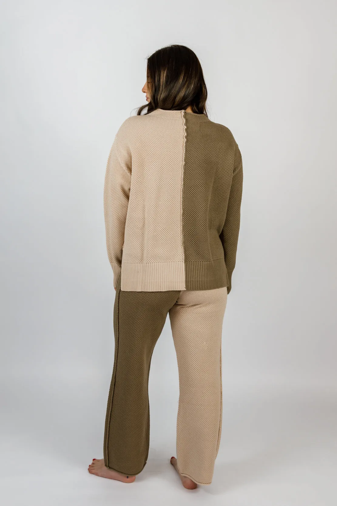 Kingsley Colorblock Sweater Set | Olive/Beige