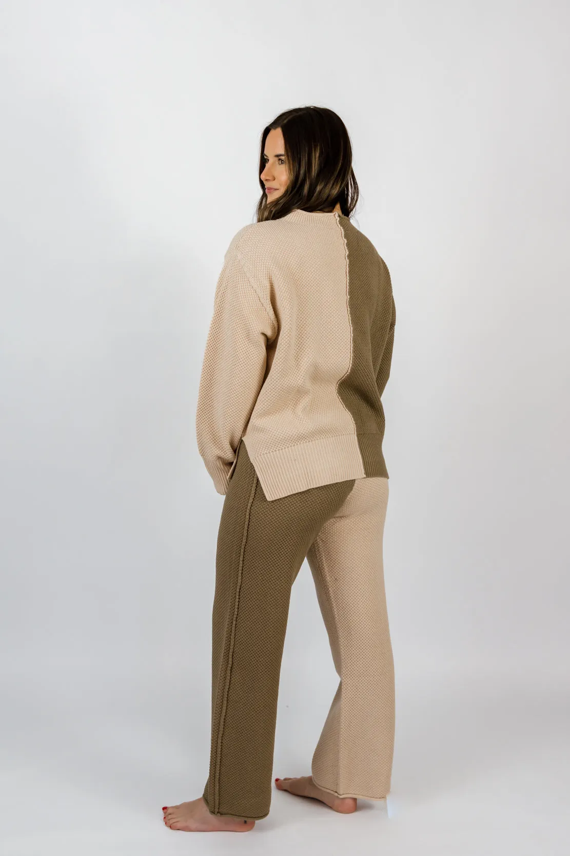 Kingsley Colorblock Sweater Set | Olive/Beige