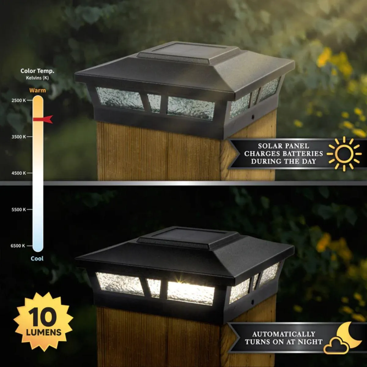 LED Solar Post Cap 6x6 10 Lumens 2700K (Pack Of 2)