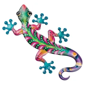 Luster 18" Green Pink Gecko Wall Decor