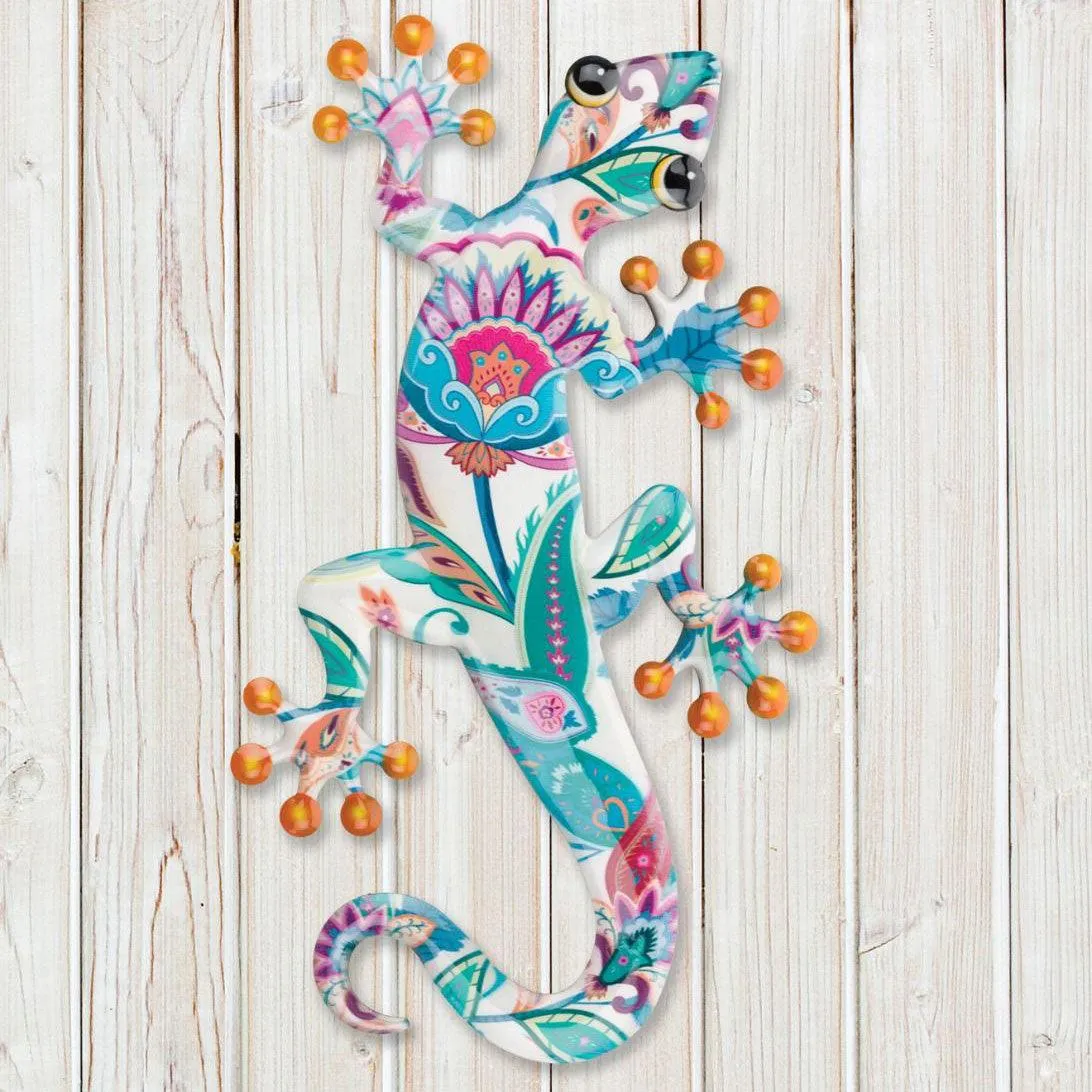 Luster 18" White Multi Color Gecko Wall Decor
