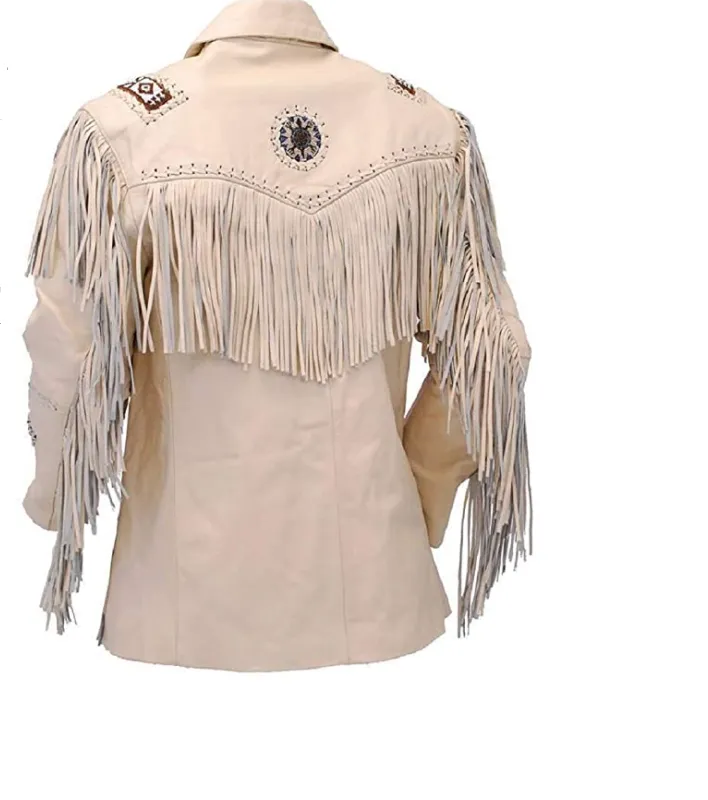 Men's Fashion Western Genuine Cowboy Jacket Native American Wears Fringed & Beaded Jacket Real Leather