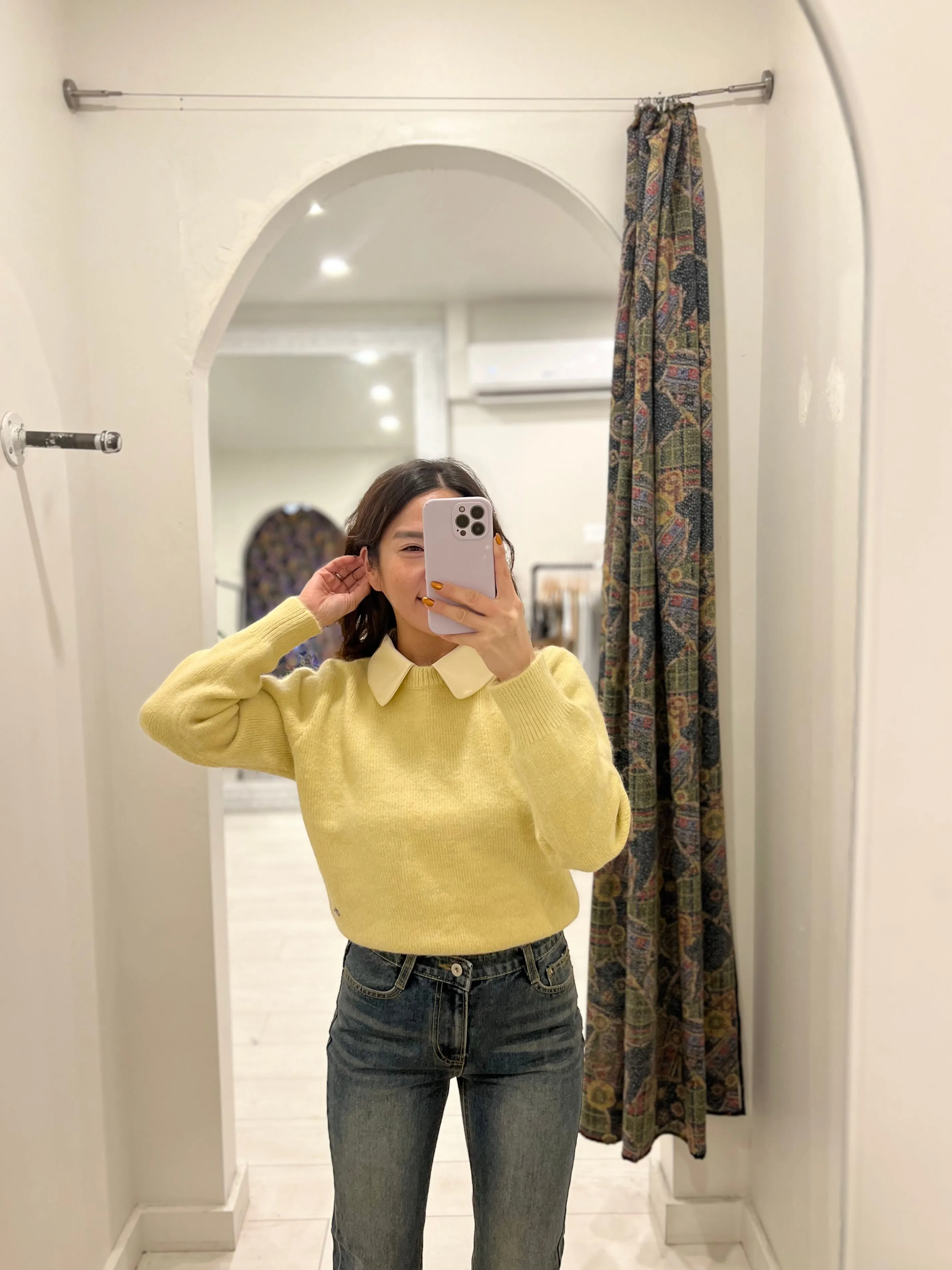 MILKY Silky collar sweater