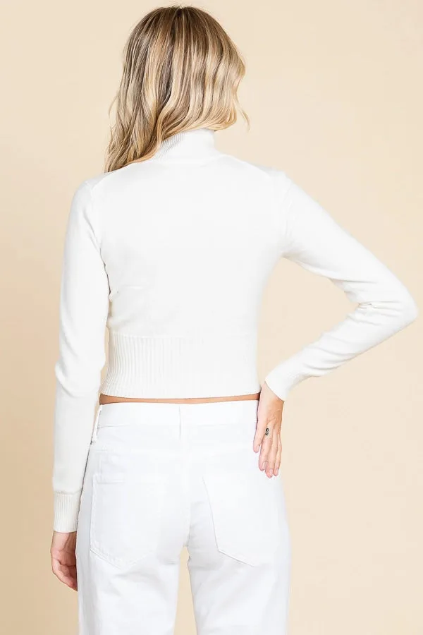 Mock Neck Zip Up Sweater