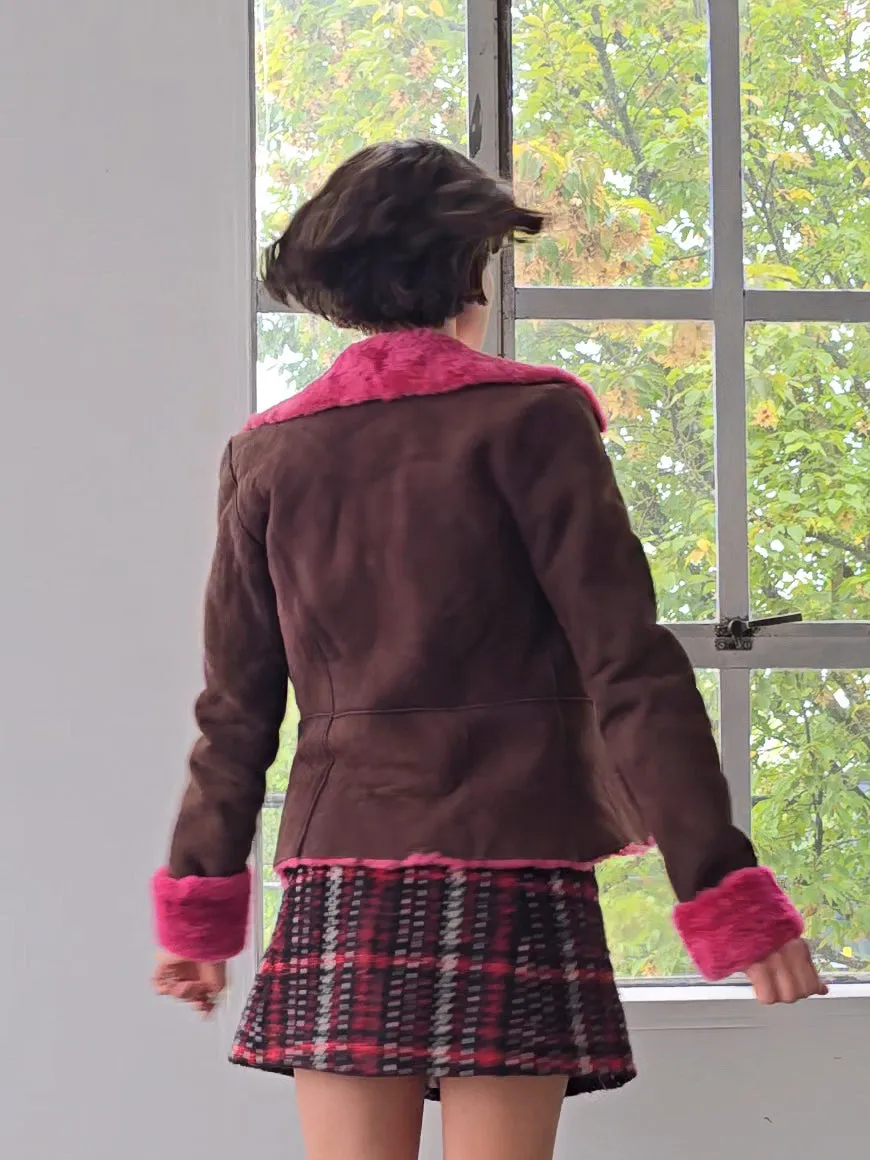 Pink Shearling Chocolate Jacket (S)