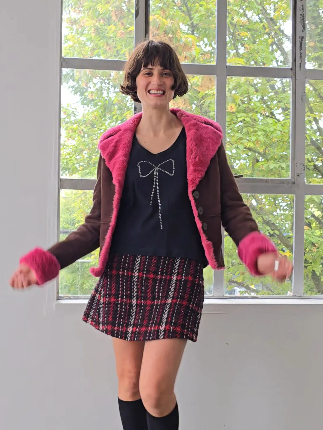 Pink Shearling Chocolate Jacket (S)