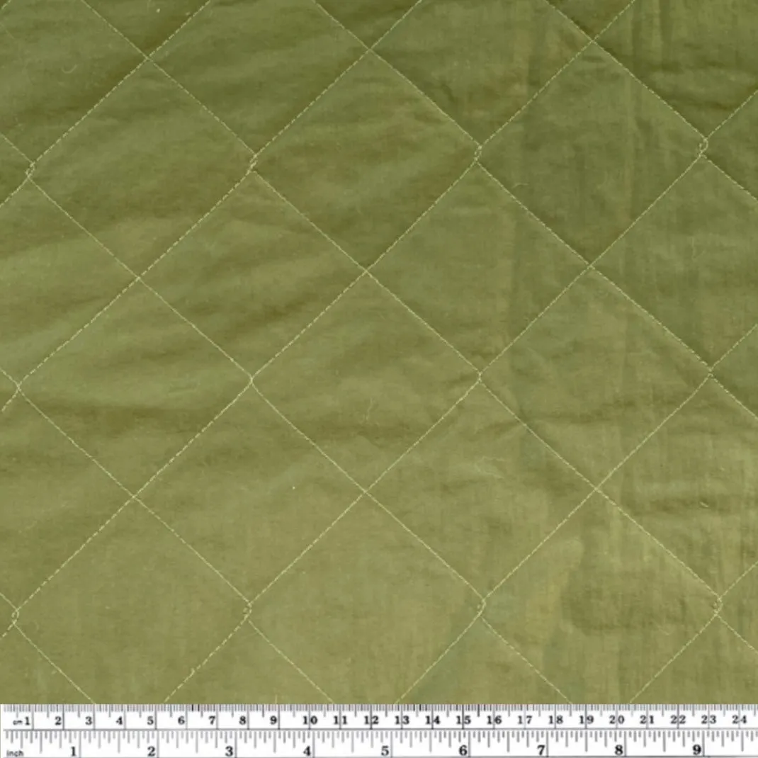 Quilted Nylon - Squares - Army Green