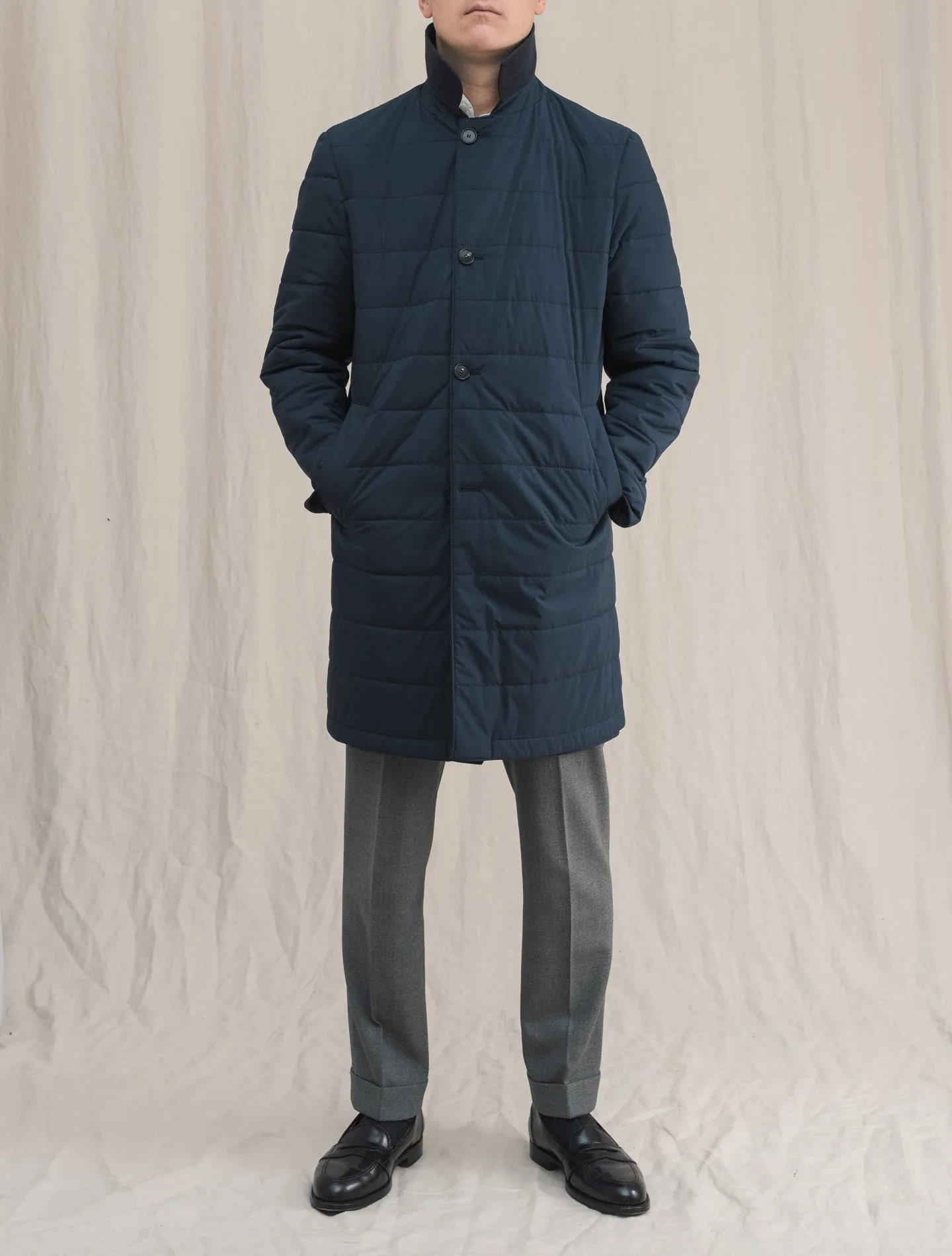 Reversible Cashmere Down coat Navy