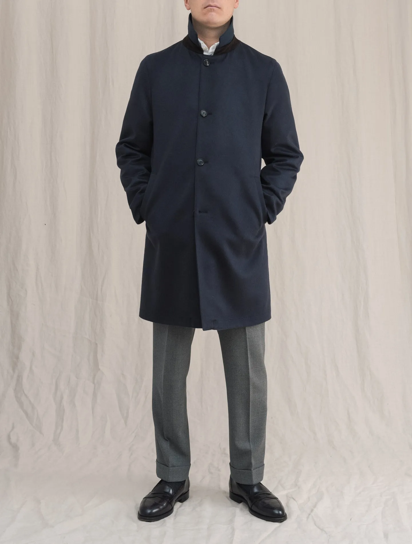 Reversible Cashmere Down coat Navy