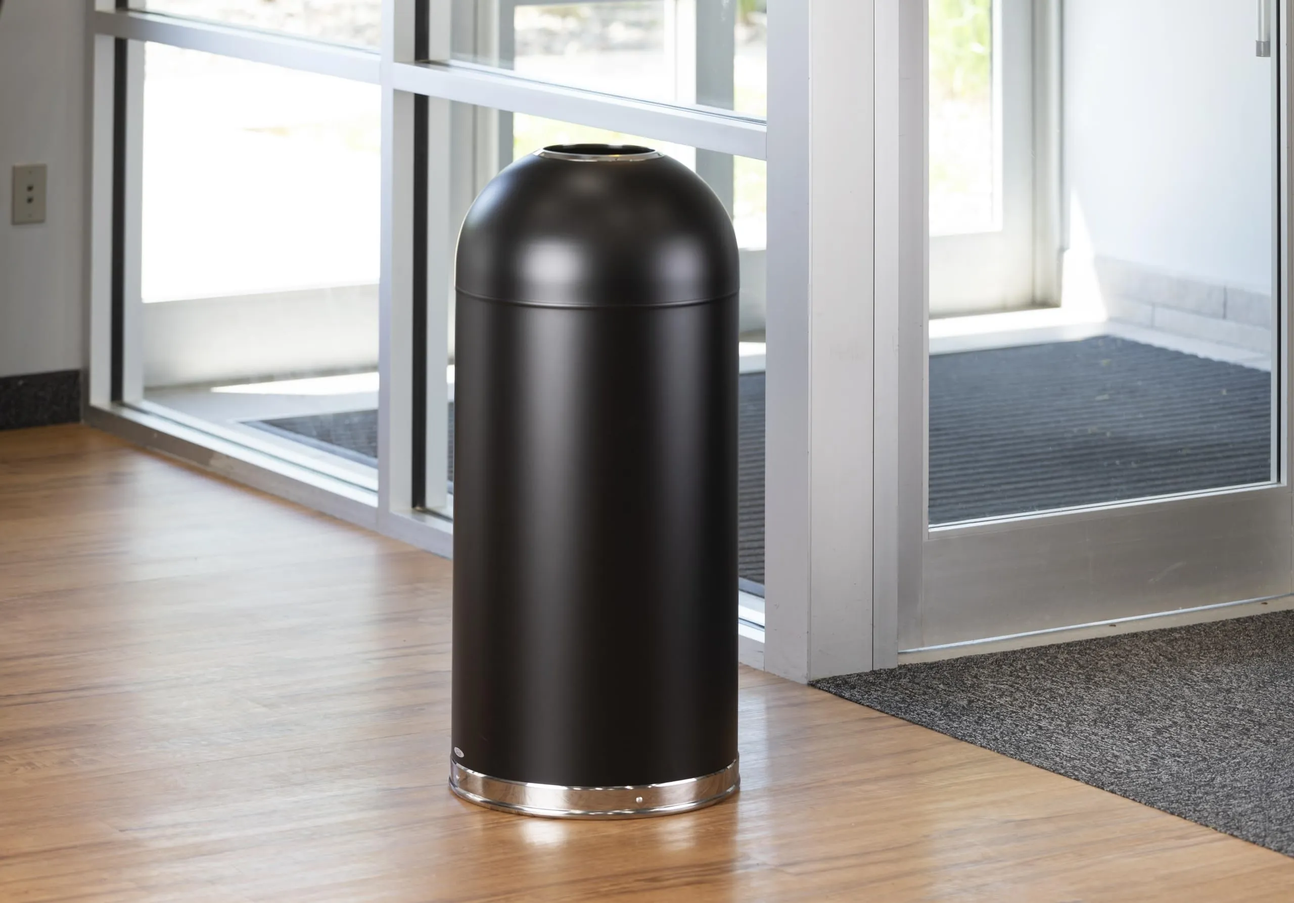 Safco Open Top Dome Trash Can, Touch-Free Garbage Bin, Durable, Puncture-Resistant, 15 Gallons, Black
