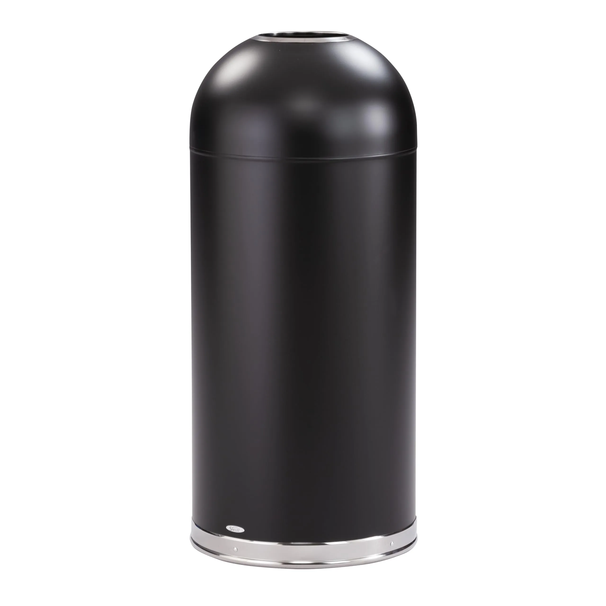 Safco Open Top Dome Trash Can, Touch-Free Garbage Bin, Durable, Puncture-Resistant, 15 Gallons, Black